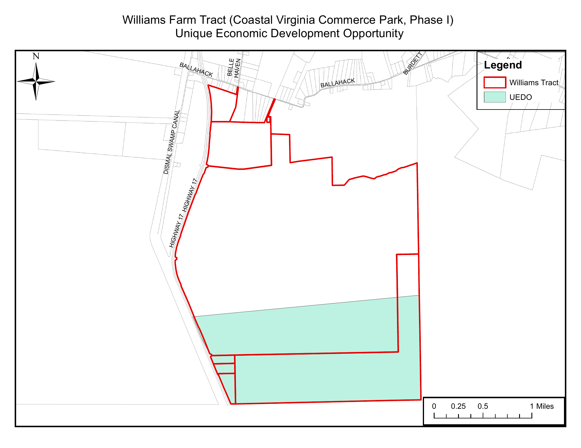 City of Chesapeake map of the Williams Farm tract and southern UEDO phase
